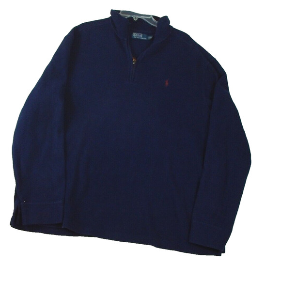 Polo Ralph Lauren Sweater Mens XXL Blue Quarter Zip Classiccore Preppy Pony - Picture 1 of 6